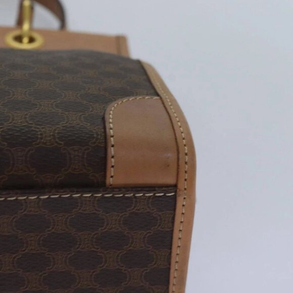 CELINE Macadam Canvas Hand Bag PVC Leather Brown Gold - Picture 8 of 16
